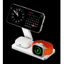 Беспроводная зарядка 3 в 1 MicroParts T8, Fast Charge QC3.0, Magnetic - 9В, 2.7А, 15Вт общая мощность 22.5Вт, совместимость с Apple, белая