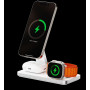 Беспроводная зарядка 3 в 1 MicroParts T8, Fast Charge QC3.0, Magnetic - 9В, 2.7А, 15Вт общая мощность 22.5Вт, совместимость с Apple, белая
