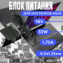 Зарядка для ноутбука Asus 19V 1.75A 33W 4.0x1.35mm (AS3319040135FK), квадратный корпус, OEM