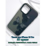 Чехол для iPhone 15 Pro с 3D принтом Черная бабочка, накладка силиконовая, рамка черная