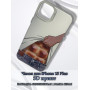 Чехол для iPhone 15 Plus с 3D принтом Хлебный пресс, накладка силиконовая, рамка белая