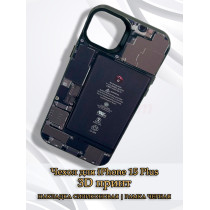 Чехол для iPhone 15 Plus с 3D принтом Айфон в разборе, накладка силиконовая, рамка черная