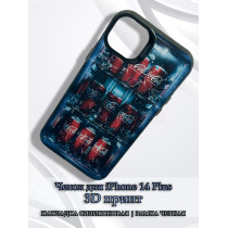 Чехол для iPhone 14 Plus с 3D принтом Холодильник с колой, накладка силиконовая, рамка черная