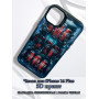 Чехол для iPhone 14 Plus с 3D принтом Холодильник с колой, накладка силиконовая, рамка черная