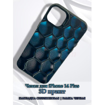 Чехол для iPhone 14 Plus с 3D принтом Соты с градиентом, накладка силиконовая, рамка черная