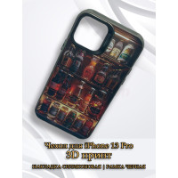 Чехол для iPhone 13 Pro с 3D принтом Холодильник с напитками, накладка силиконовая, рамка черная