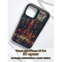 Чехол для iPhone 13 Pro с 3D принтом Холодильник с напитками, накладка силиконовая, рамка черная