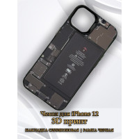 Чехол для iPhone 12 с 3D принтом Айфон в разборе, накладка силиконовая, рамка черная