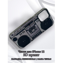 Чехол для iPhone 12 с 3D принтом Ретро магнитофон, накладка силиконовая, рамка черная