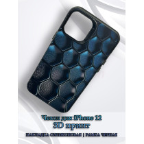 Чехол для iPhone 12 с 3D принтом Соты с градиентом, накладка силиконовая, рамка черная