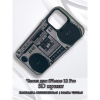Чехол для iPhone 12 Pro с 3D принтом Ретро магнитофон, накладка силиконовая, рамка черная