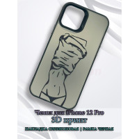 Чехол для iPhone 12 Pro с 3D принтом Фигура девушки, накладка силиконовая, рамка черная