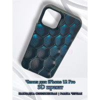 Чехол для iPhone 12 Pro с 3D принтом Соты с градиентом, накладка силиконовая, рамка черная