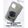 Чехол для iPhone 12 Mini с 3D принтом Черная роза, накладка силиконовая, рамка белая