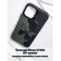 Чехол для iPhone 12 Mini с 3D принтом Черная бабочка, накладка силиконовая, рамка черная