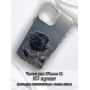 Чехол для iPhone 11 с 3D принтом Черная роза, накладка силиконовая, рамка белая