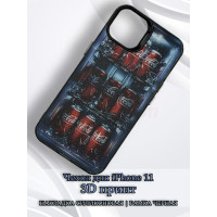 Чехол для iPhone 11 с 3D принтом Холодильник с колой, накладка силиконовая, рамка черная