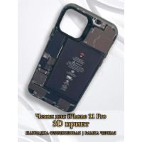 Чехол для iPhone 11 Pro с 3D принтом Айфон в разборе, накладка силиконовая, рамка черная