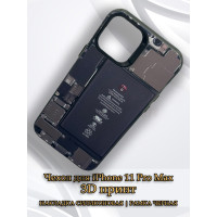 Чехол для iPhone 11 Pro Max с 3D принтом Айфон в разборе, накладка силиконовая, рамка черная