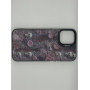 Чехол для iPhone 13 Mini с 3D принтом Черепки на фоне цветов, накладка силиконовая, рамка черная