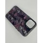 Чехол для iPhone 13 Mini с 3D принтом Черепки на фоне цветов, накладка силиконовая, рамка черная