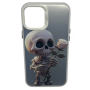 Чехол для iPhone 13 с 3D принтом Скелетик с розой, накладка силиконовая, рамка белая