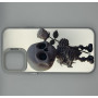 Чехол для iPhone 11 Pro Max с 3D принтом Скелетик с розой, накладка силиконовая, рамка белая