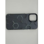Чехол для iPhone 13 Mini с 3D принтом Соты с перепадом темно-синего цвета, накладка силиконовая, рамка черная