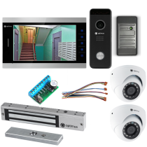 Комплект видеодомофона Optimus Premium 10.1˝ TFT - 2.1Мп (электромагнитный замок, считыватель, 2*камера)