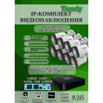 Комплект видеонаблюдения Tiandy на 8 IP камер - 2Мп 1080P (TC-R3108 + 8хTC-C321N)