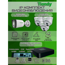 Комплект видеонаблюдения Tiandy на 4 IP камеры - 2Мп 1080P (TC-R3104 + 1хTC-C321N + 3хTC-C320N)