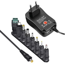 Блок питания MicroParts SY8 на 3V, 4.5V, 5V, 6V, 7.5V, 9V, 12V - 2.5A, 30W универсальный, регулируемый с насадками