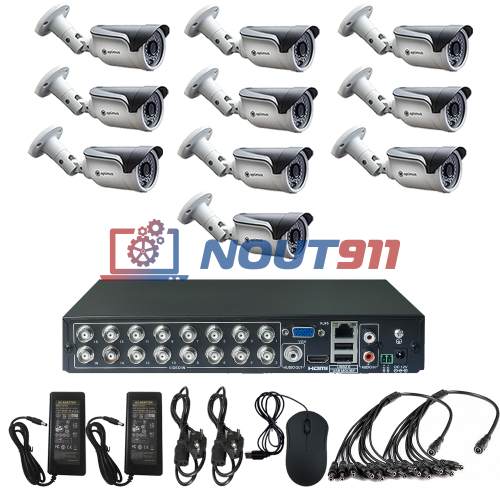 Комплект видеонаблюдения на 10 уличных камер - AHD 1Мп 720P