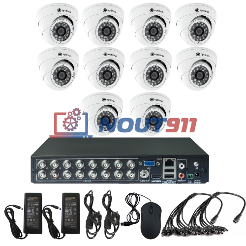 Комплект видеонаблюдения на 10 камер для помещения - AHD 1Мп 720P