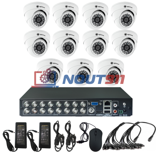 Комплект видеонаблюдения на 11 камер для помещения - AHD 1Мп 720P