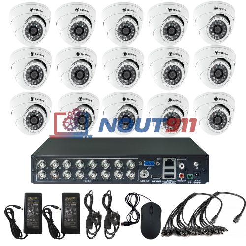 Комплект видеонаблюдения на 15 камер для помещения - AHD 1Мп 720P