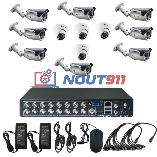 Комплект видеонаблюдения на 12 камер - AHD 1Мп 720P (4 помещение/8 улица)