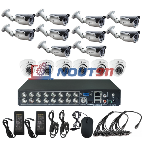 Комплект видеонаблюдения на 16 камер - AHD 1Мп 720P (6 помещение/10 улица)