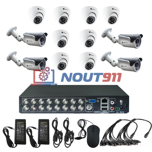 Комплект видеонаблюдения на 12 камер - AHD 1Мп 720P (8 помещение/4 улица)