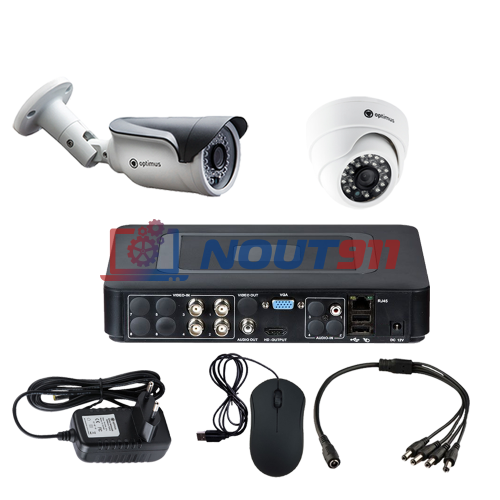 Комплект видеонаблюдения на 2 камеры  - AHD 1Мп 720P (1 помещение/1 улица)