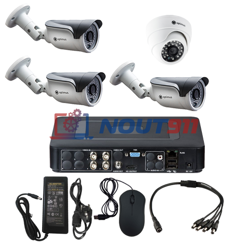 Комплект видеонаблюдения на 4 камеры - AHD 1Мп 720P (1 помещение/3 улица)