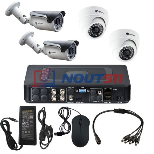 Комплект видеонаблюдения на 4 камеры - AHD 1Мп 720P (2 помещение/2 улица)