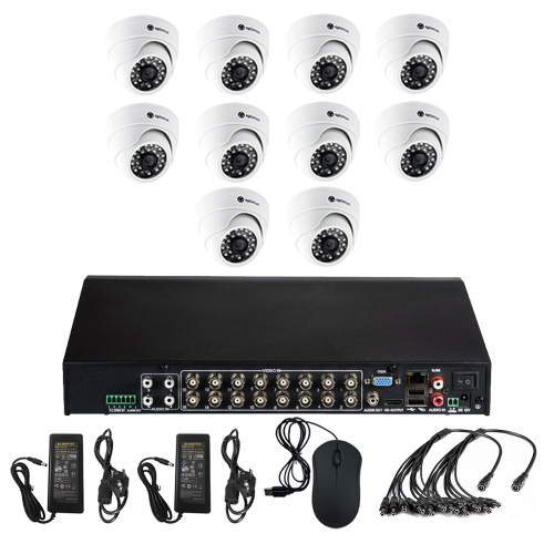 Комплект видеонаблюдения Optimus на 10 камер для помещения - AHD 2.1Мп 1080P