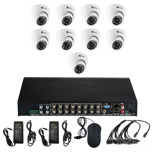 Комплект видеонаблюдения Optimus на 9 камер для помещения - AHD 2.1Мп 1080P