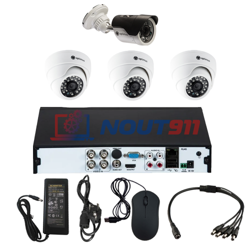 Комплект видеонаблюдения Optimus на 4 камеры - AHD 2.1Мп 1080P (3 помещение/1 улица)