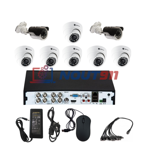 Комплект видеонаблюдения Optimus на 8 камер - AHD 2.1Мп 1080P (6 помещение/2 улица)