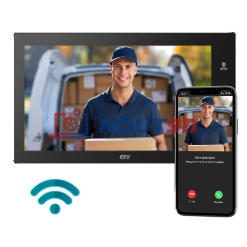Монитор видеодомофона CTV-M4102FHD с Wi-Fi , 10", Full HD, Touch Screen,  встроенный регистратор (Черный)