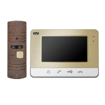 Комплект видеодомофона CTV-DP401, 4.3", 960H - 700 ТВЛ, сенсорные кнопки управления, угол обзора - 74гр., цвет шампань