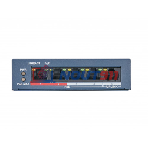 Коммутатор PoE HiWatch DS-S504P(B) (5 портов 10/100Mb/s; 4xPoE 10/100Mb/s) 35W