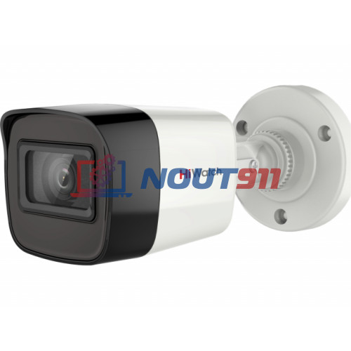 Камера видеонаблюдения HiWatch DS-T200A (2,8 мм), уличная, 2МП, 1920x1080, H.265+, 103гр, IP66, микрофон, черно-белая